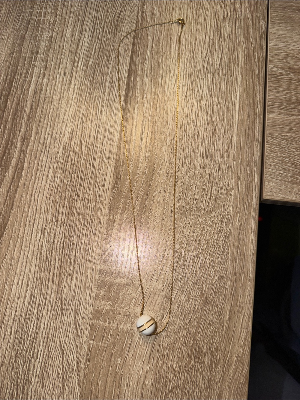 Gold Chain Necklace with White Pendant